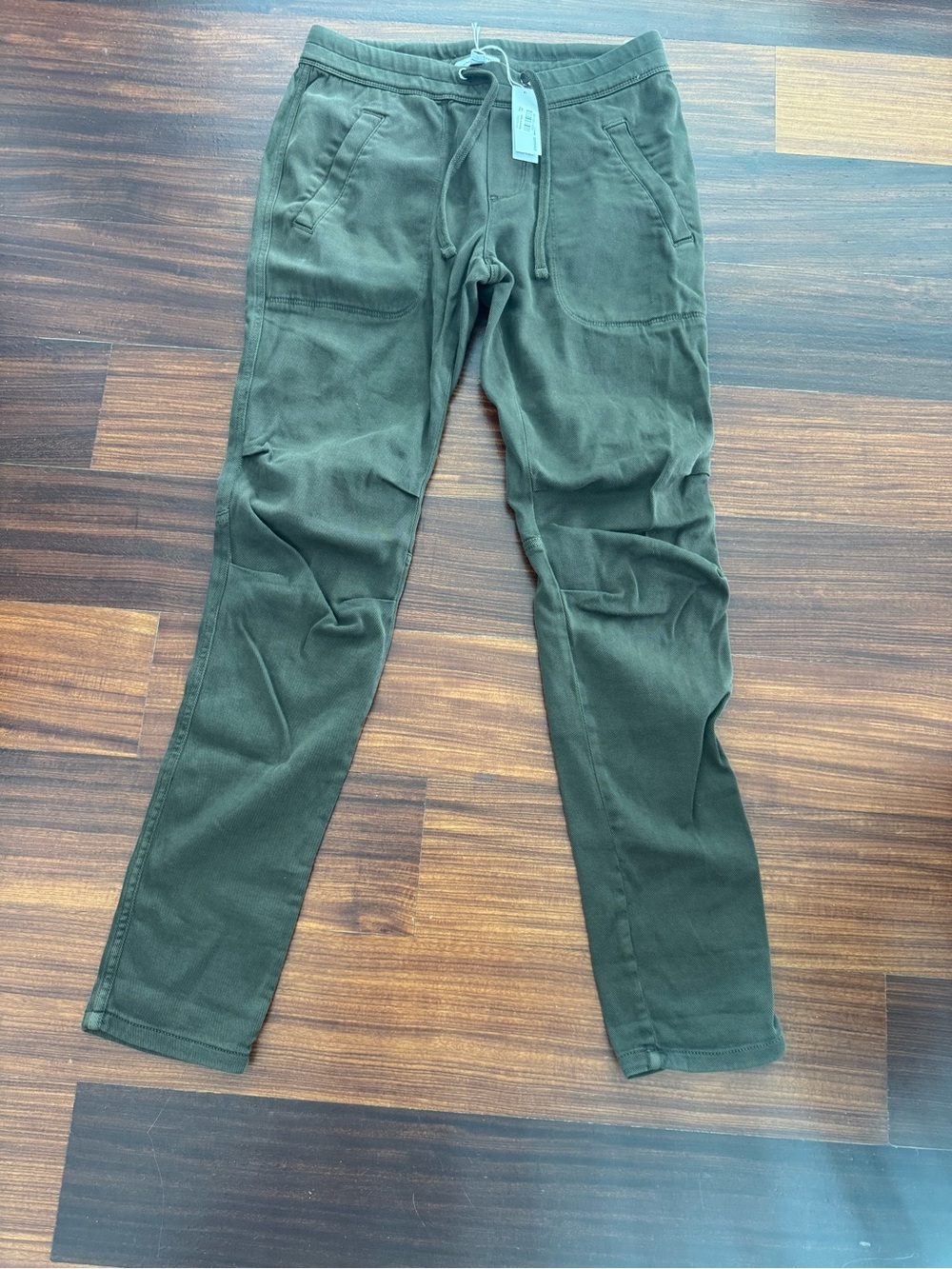 James Perse Olive Green Drawstring Jogger Cropped Cotton Pants